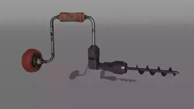 Vintage Low Poly Hand-Drill Low-poly 3D model