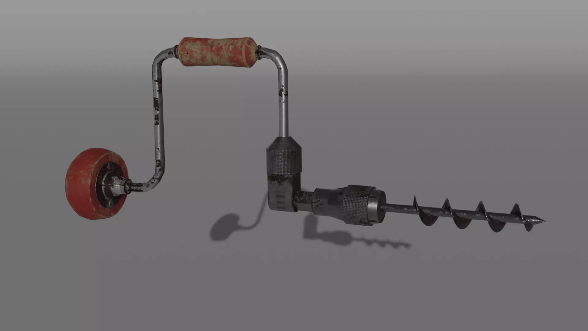 Vintage Low Poly Hand-Drill Low-poly 3D model_0