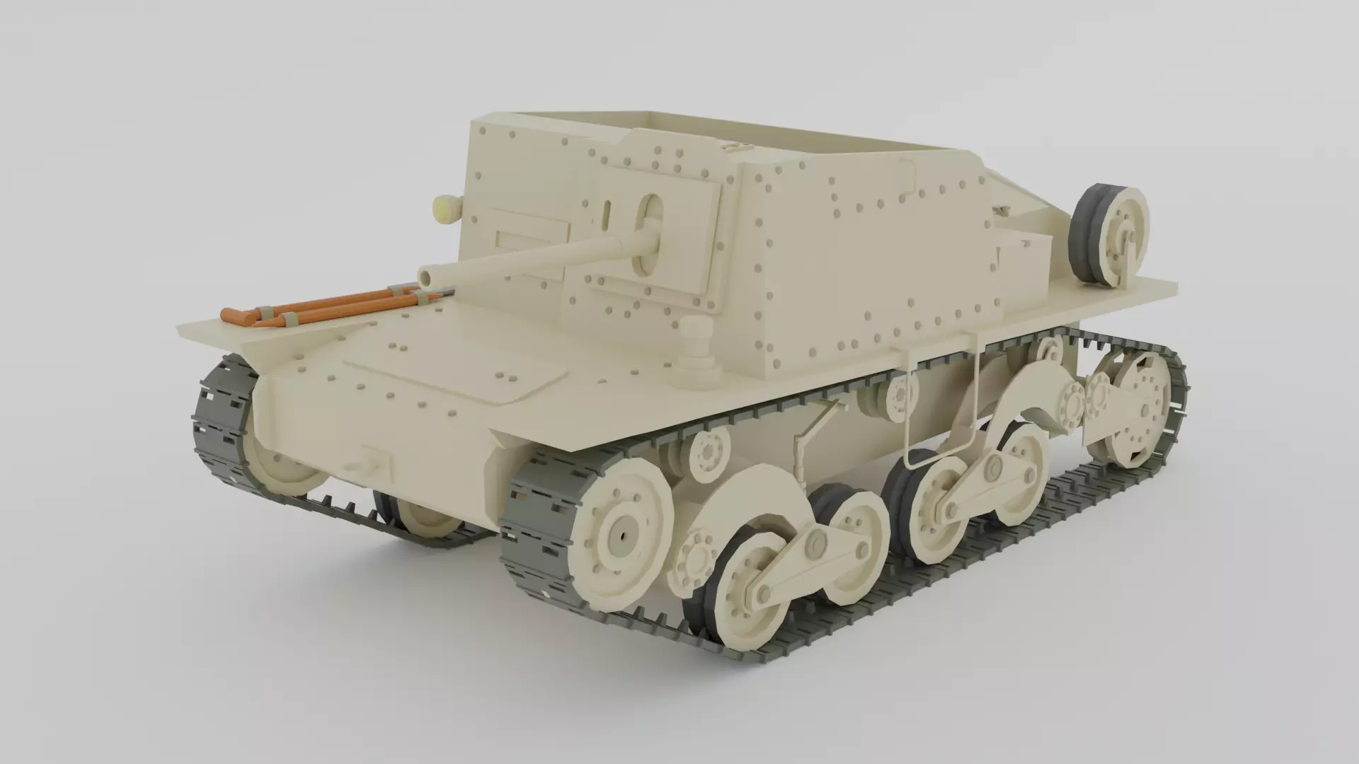Cartoon Semovente L40 da 47-32 Tank 3D model_0