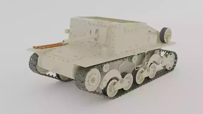 Cartoon Semovente L40 da 47-32 Tank 3D model