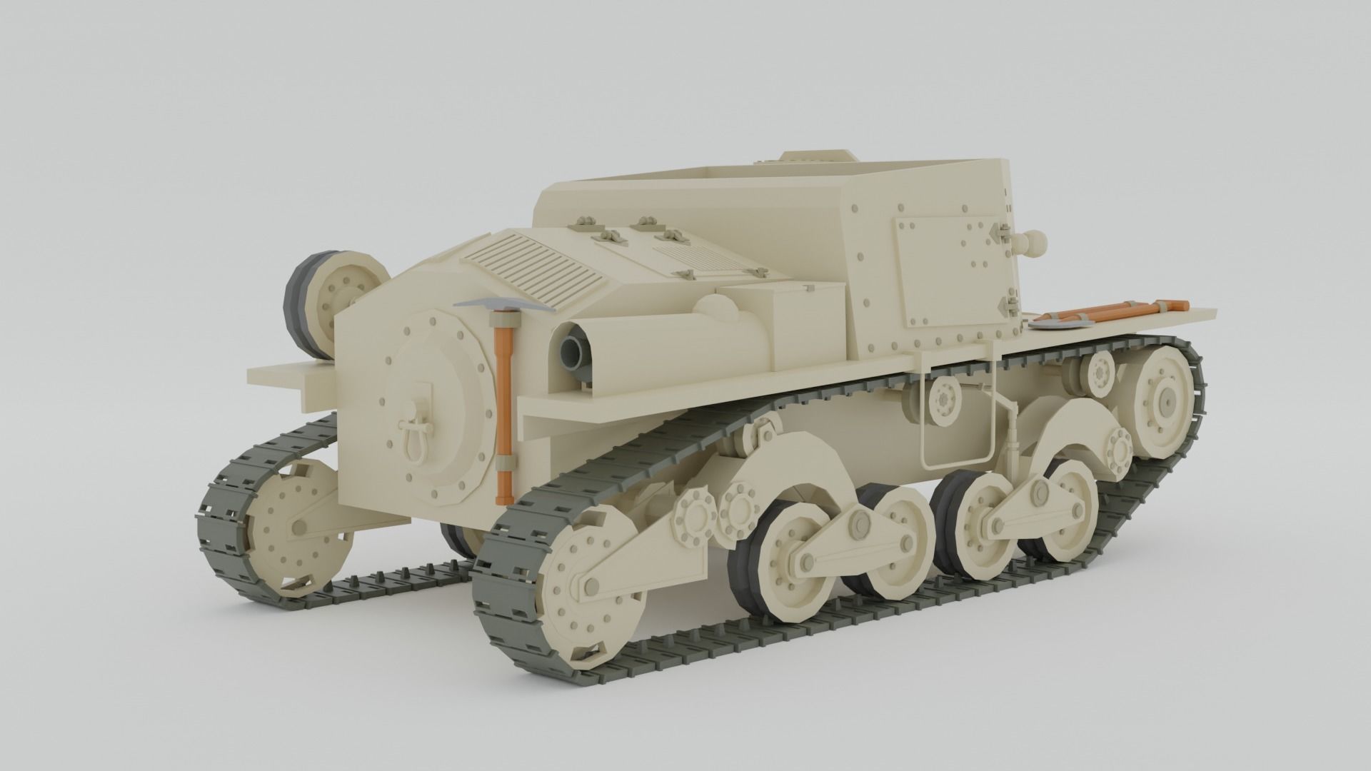 Cartoon Semovente L40 da 47-32 Tank 3D model_4