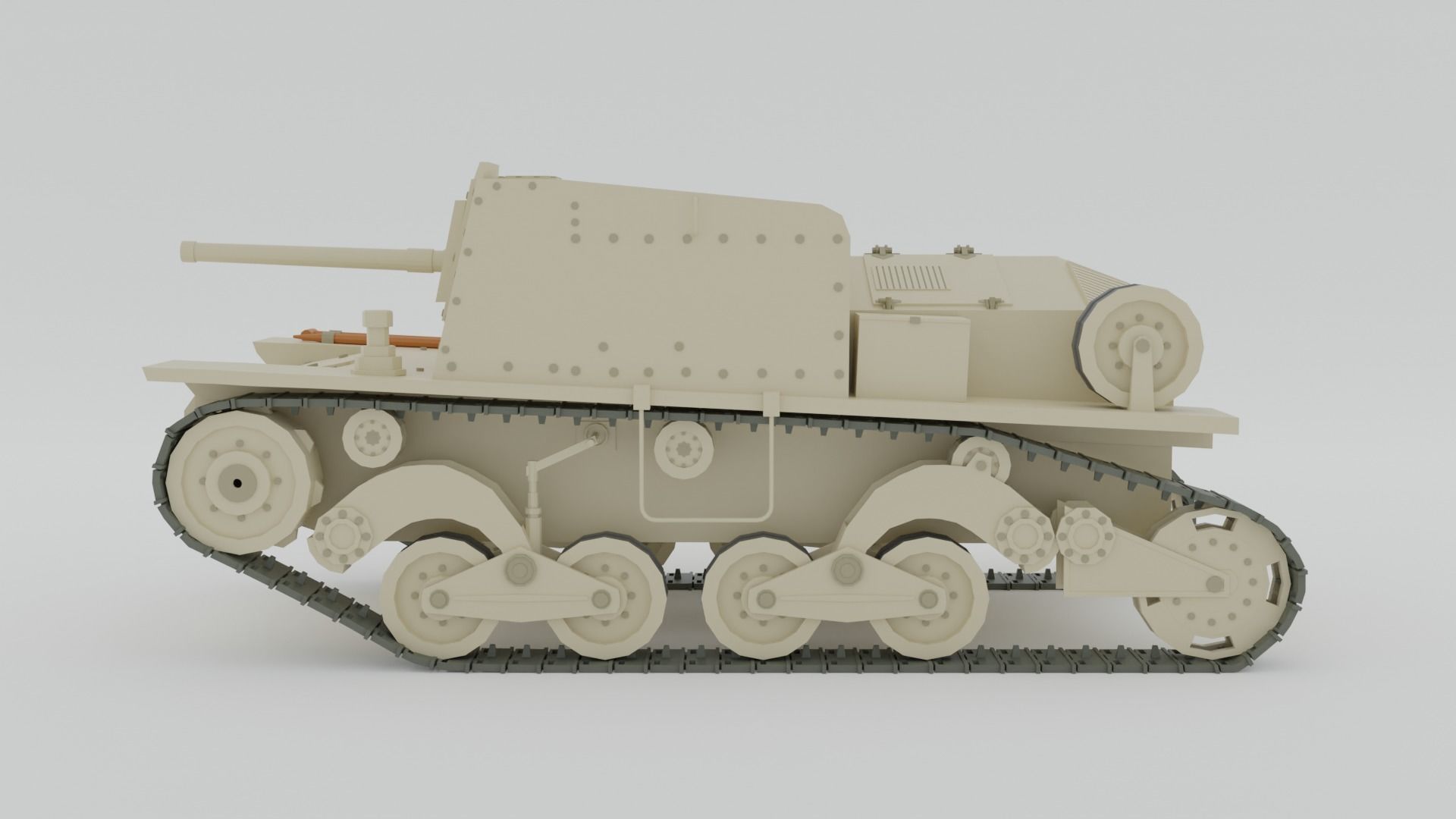 Cartoon Semovente L40 da 47-32 Tank 3D model_1