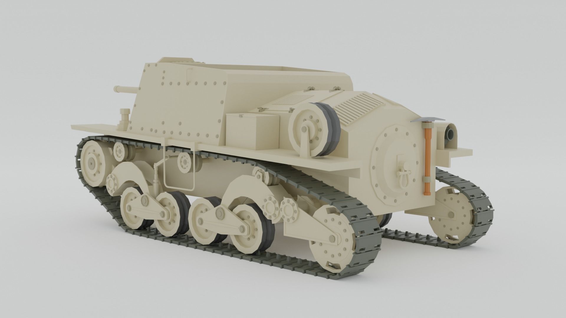 Cartoon Semovente L40 da 47-32 Tank 3D model_2