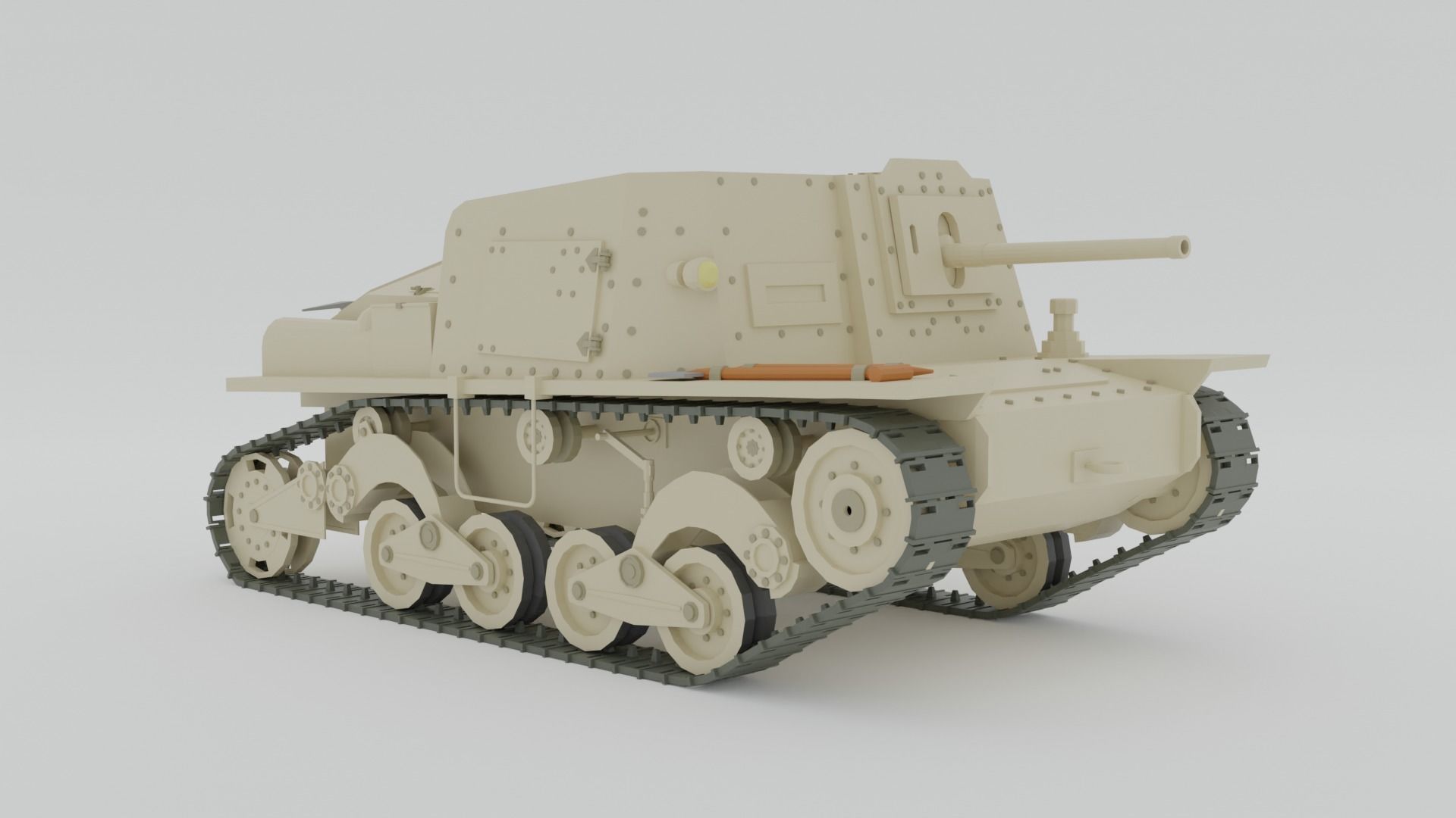 Cartoon Semovente L40 da 47-32 Tank 3D model_6