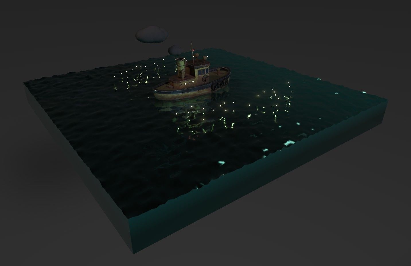 Tugboat Fireflies scene Low-poly 3D model_8