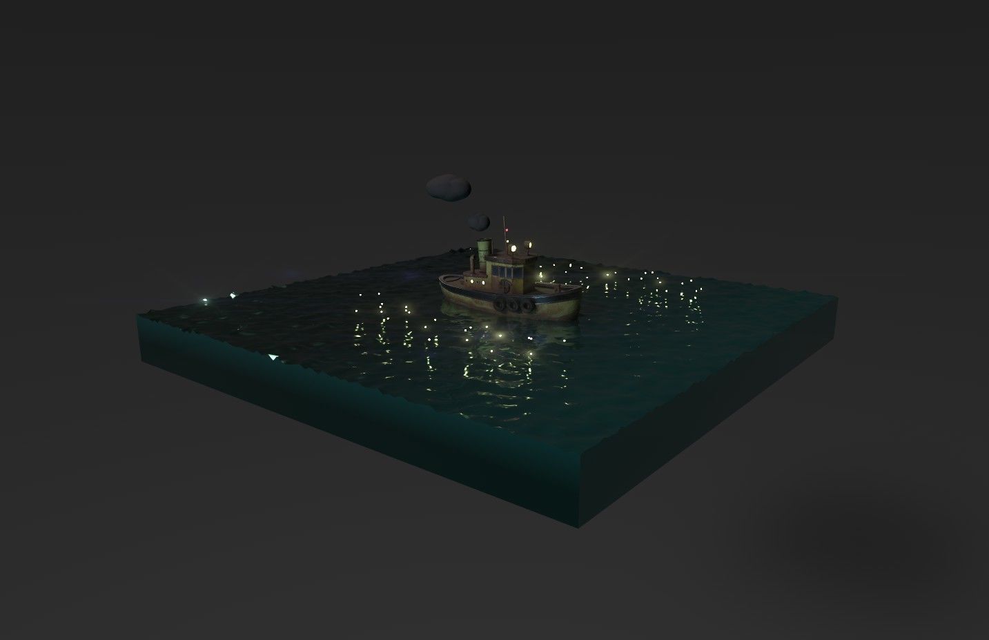 Tugboat Fireflies scene Low-poly 3D model_1