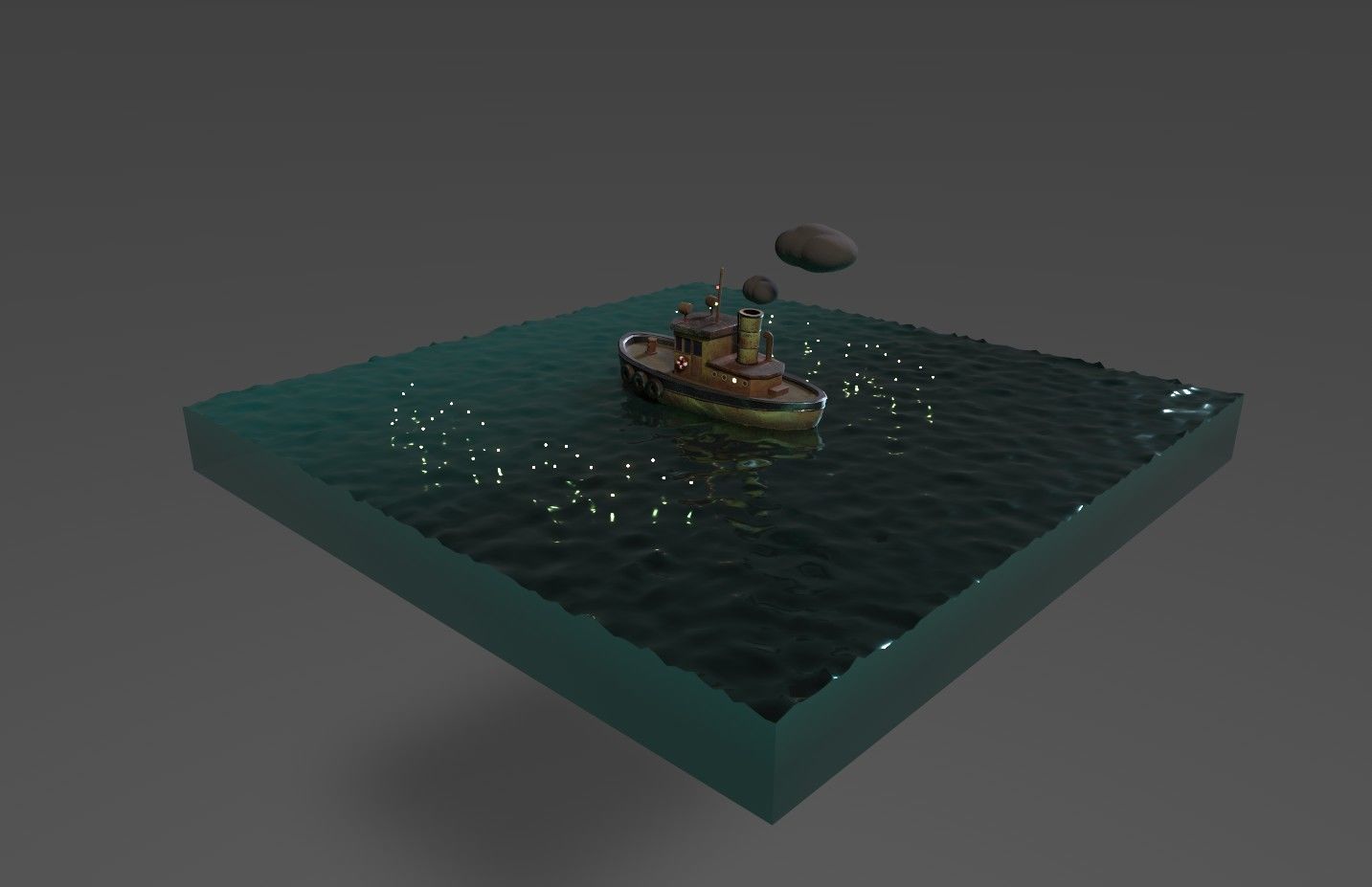 Tugboat Fireflies scene Low-poly 3D model_3