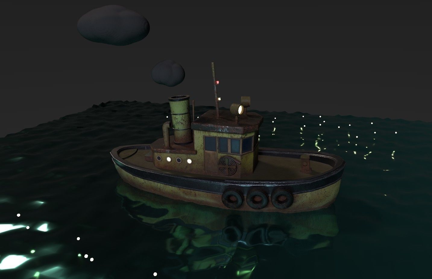 Tugboat Fireflies scene Low-poly 3D model_10