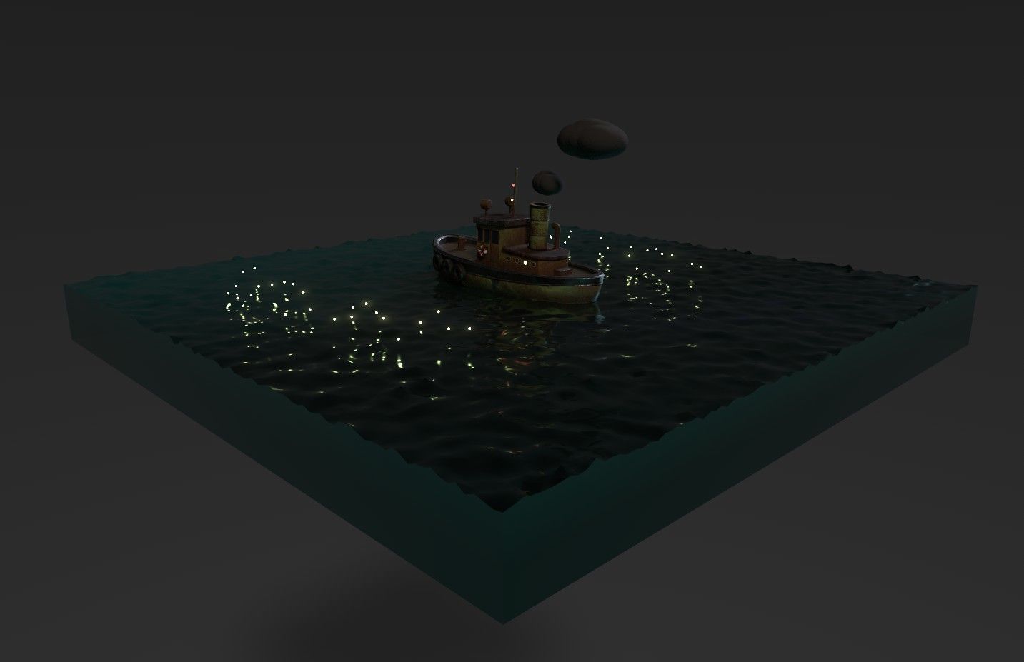 Tugboat Fireflies scene Low-poly 3D model_7