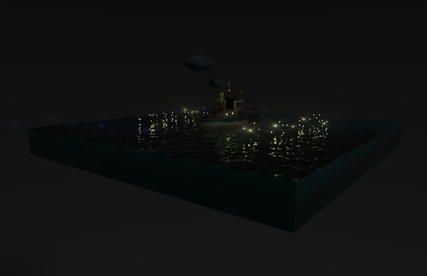 Tugboat Fireflies scene Low-poly 3D model_4