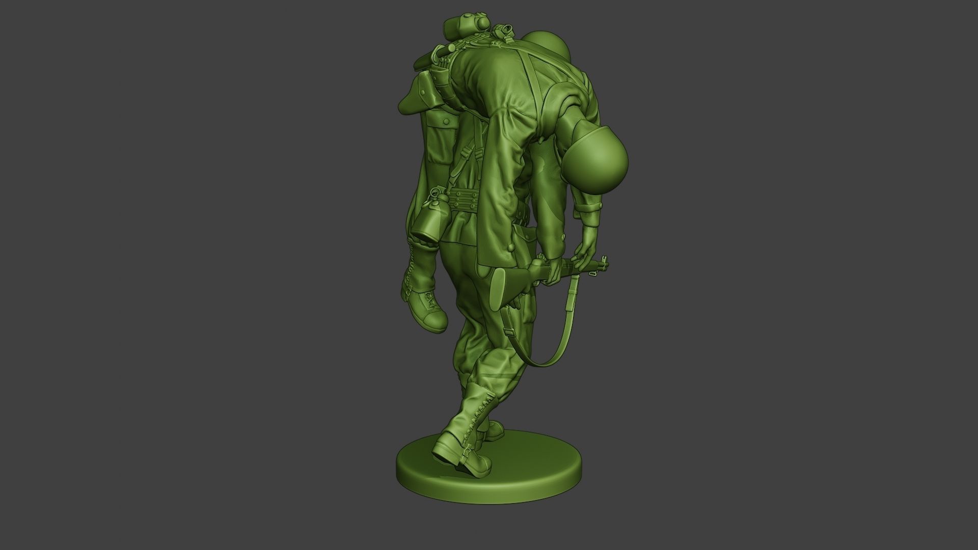 American soldier ww2 carring wounded A10 3D print model_6