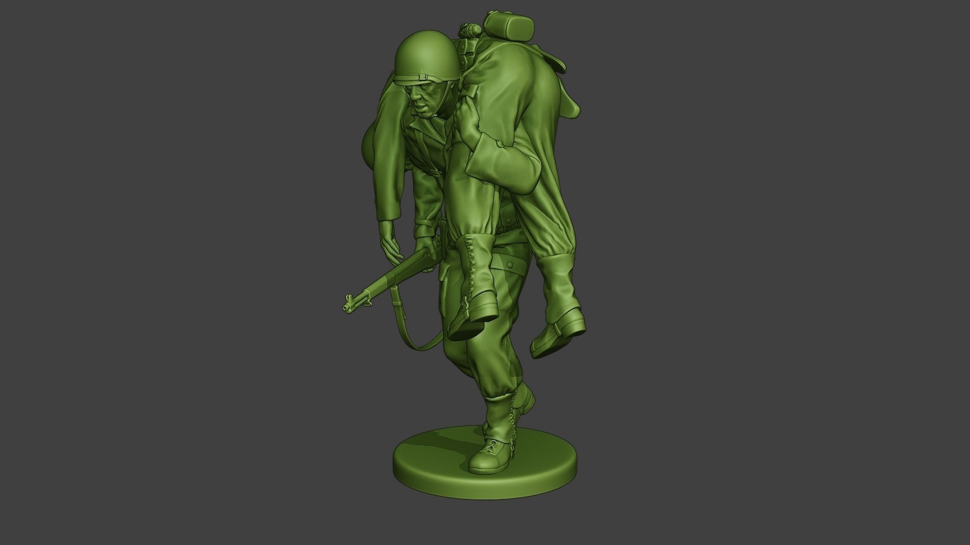 American soldier ww2 carring wounded A10 3D print model_1