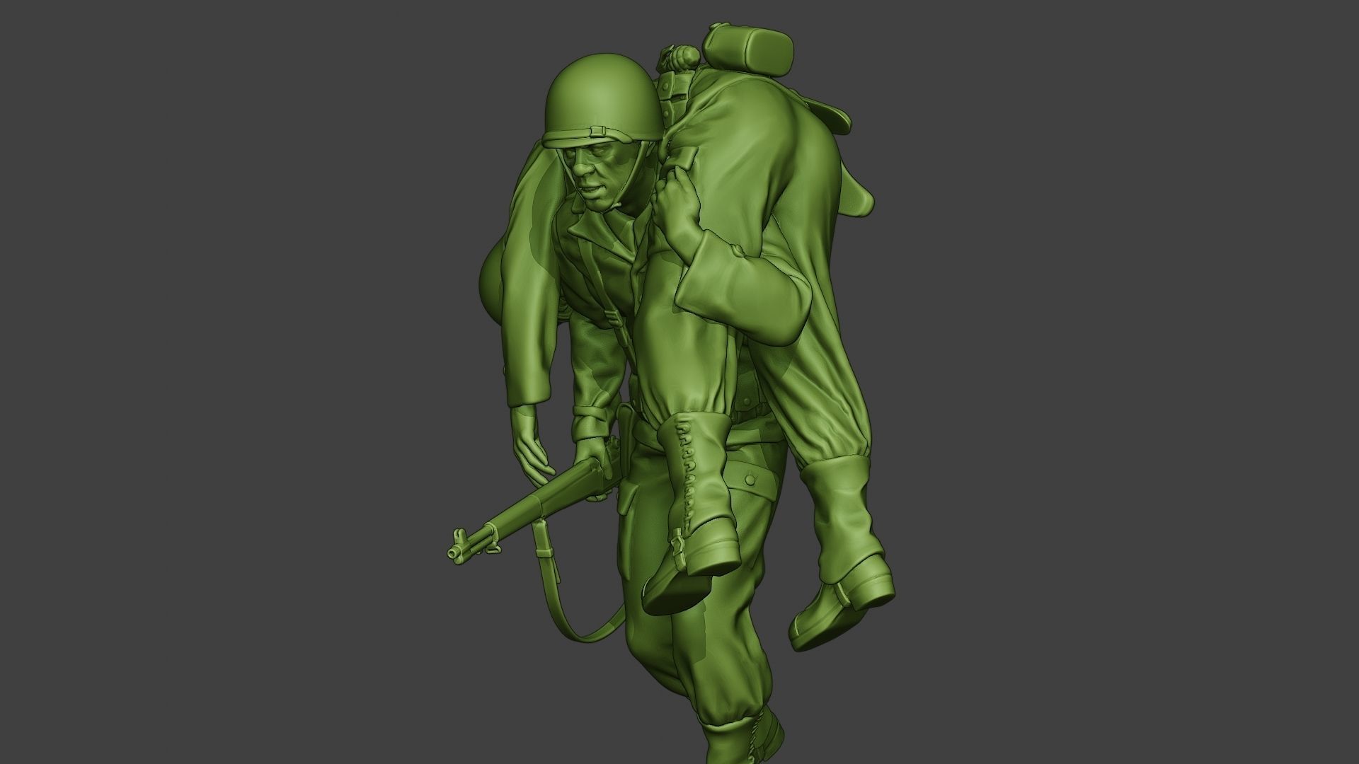 American soldier ww2 carring wounded A10 3D print model_26