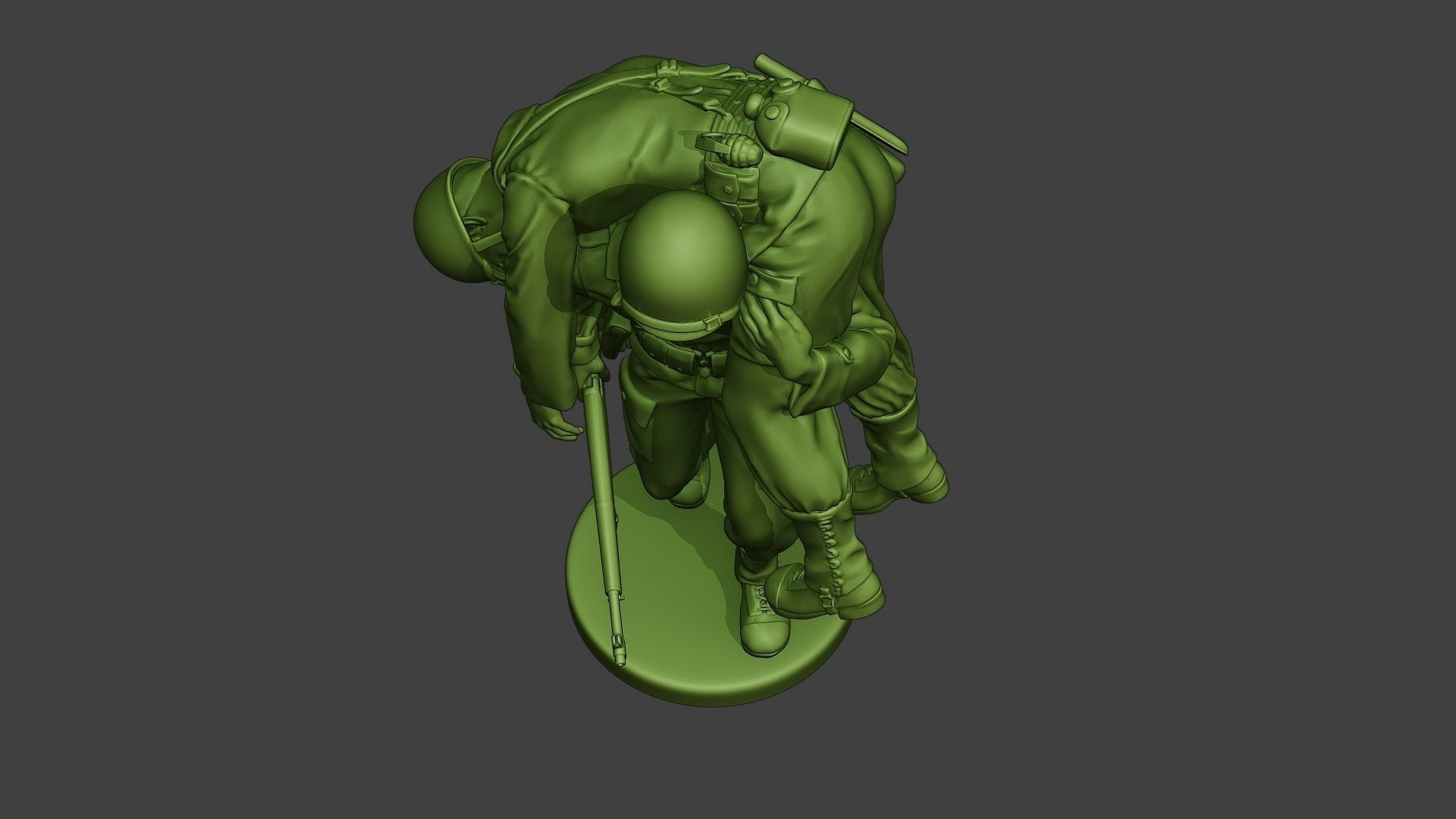 American soldier ww2 carring wounded A10 3D print model_13