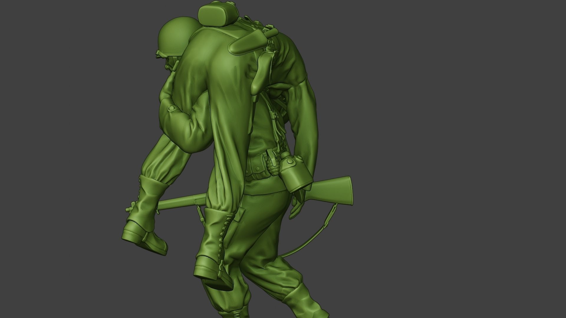 American soldier ww2 carring wounded A10 3D print model_25