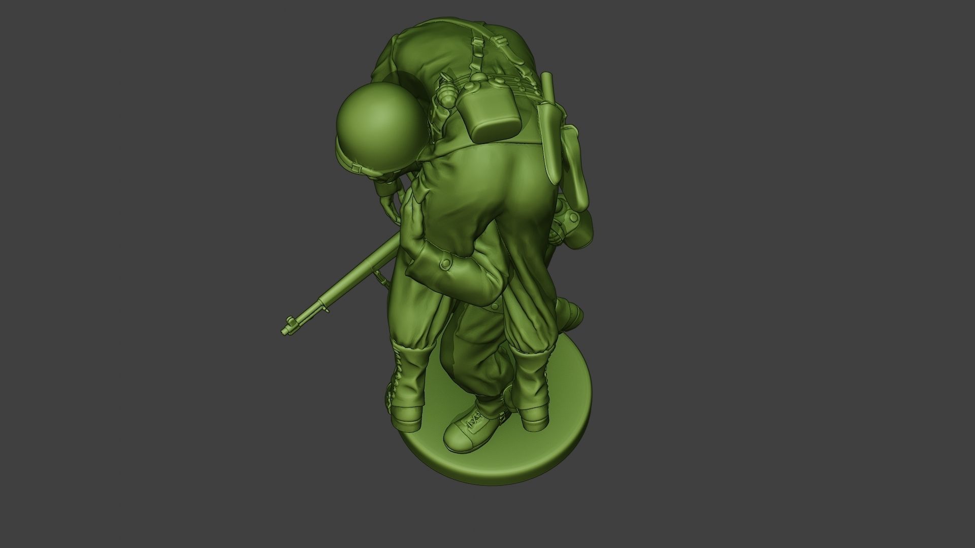 American soldier ww2 carring wounded A10 3D print model_14