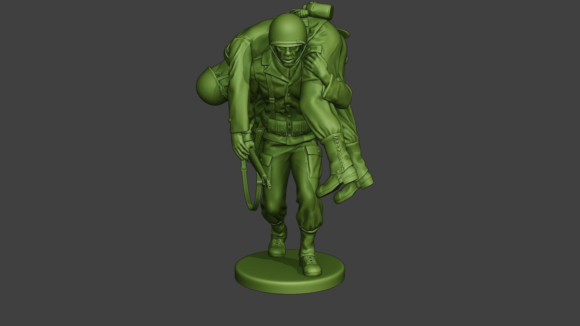 American soldier ww2 carring wounded A10 3D print model_10