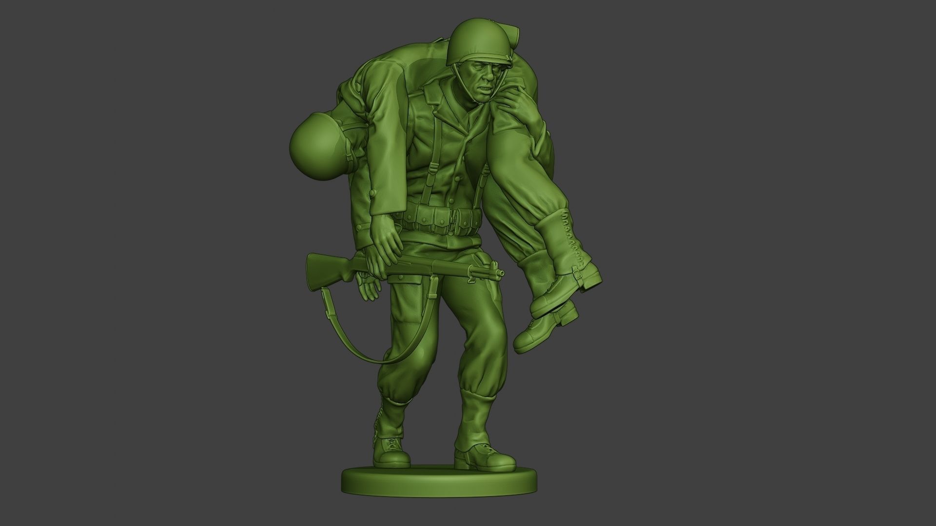 American soldier ww2 carring wounded A10 3D print model_12