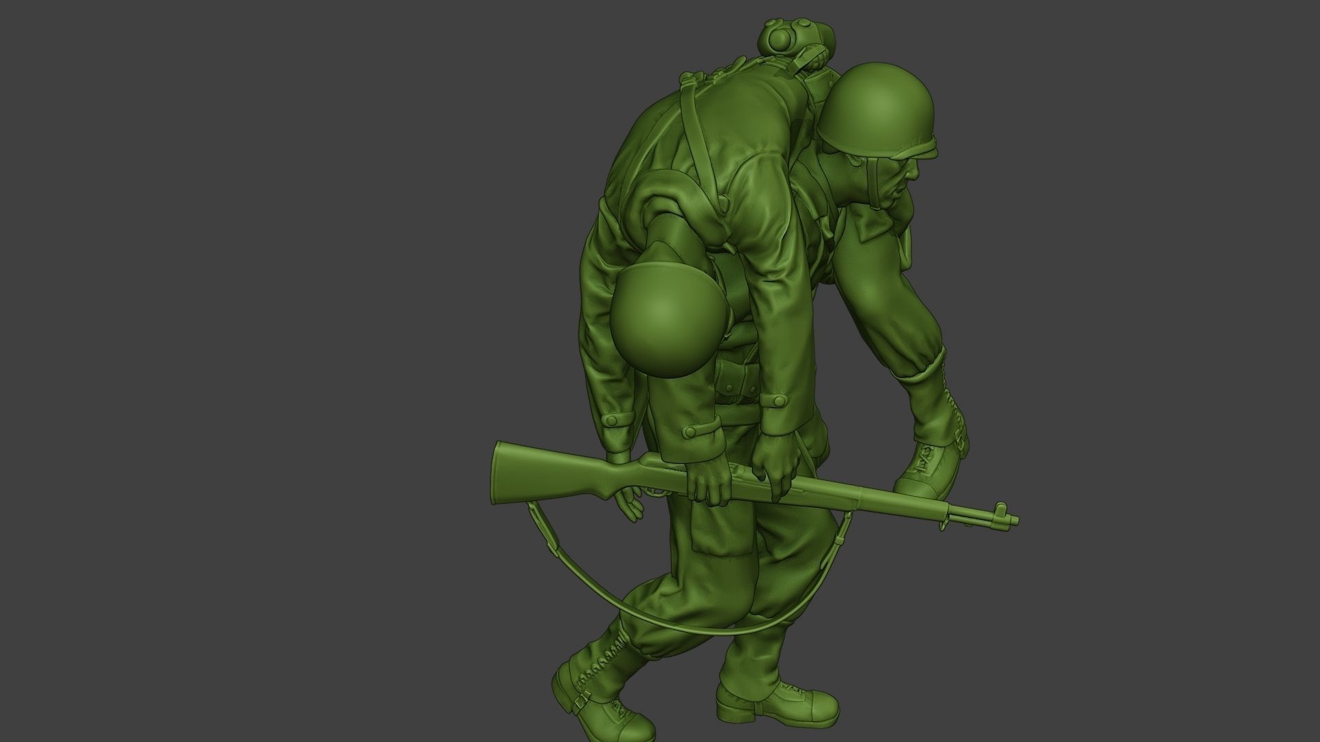 American soldier ww2 carring wounded A10 3D print model_29