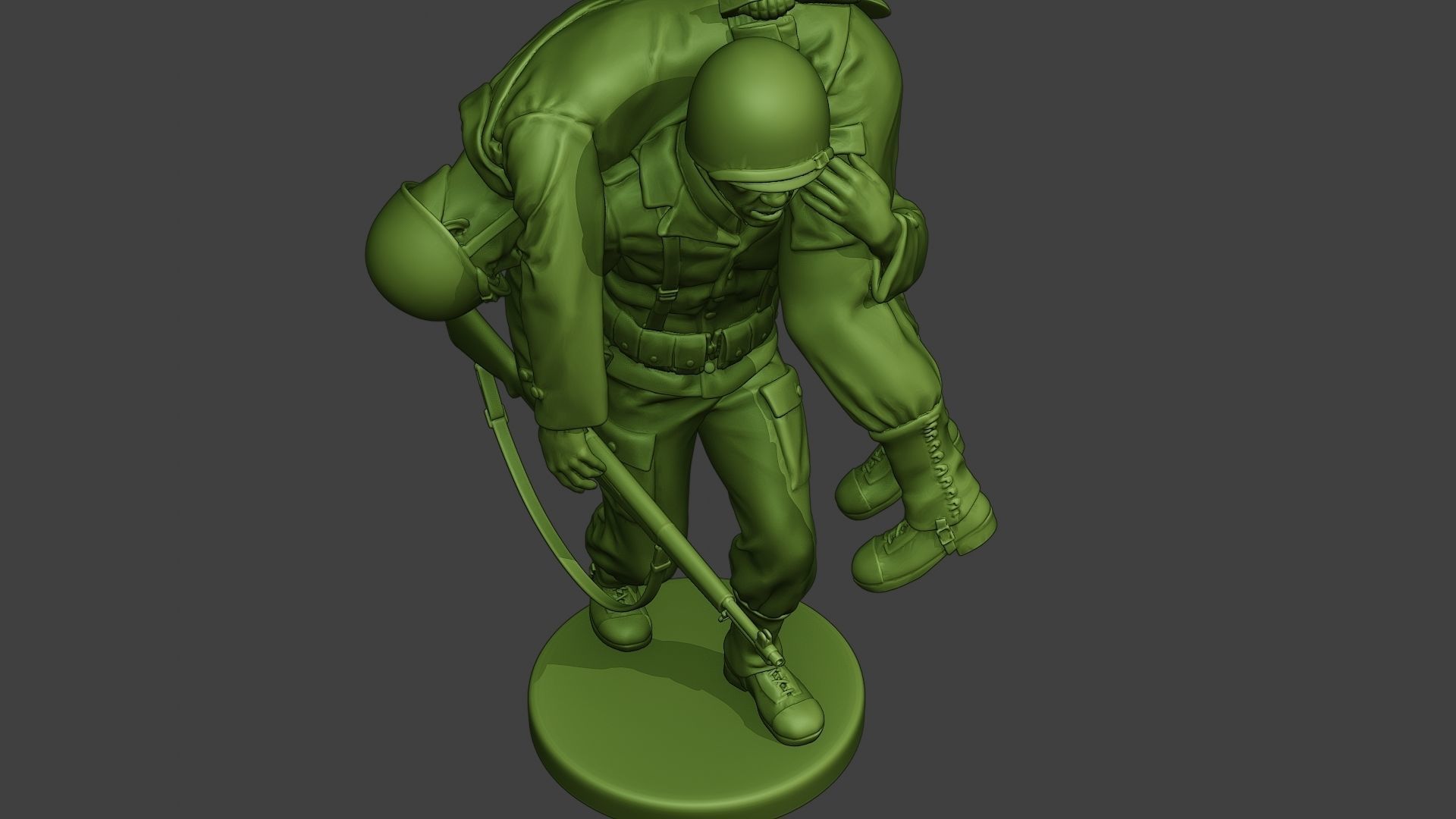 American soldier ww2 carring wounded A10 3D print model_18