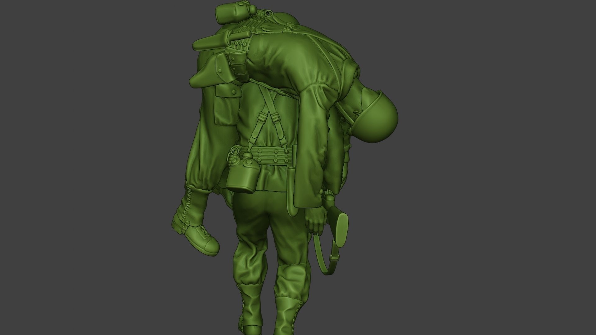 American soldier ww2 carring wounded A10 3D print model_24