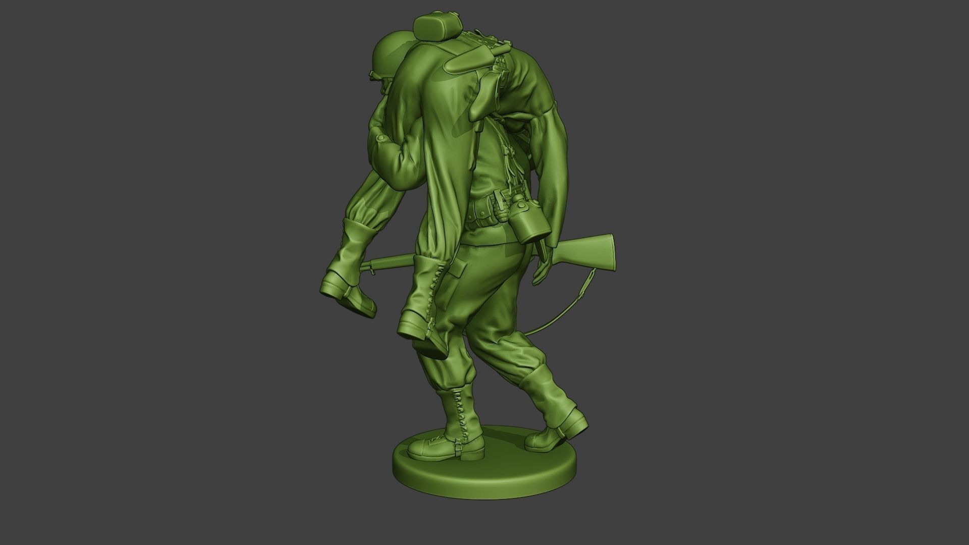 American soldier ww2 carring wounded A10 3D print model_3