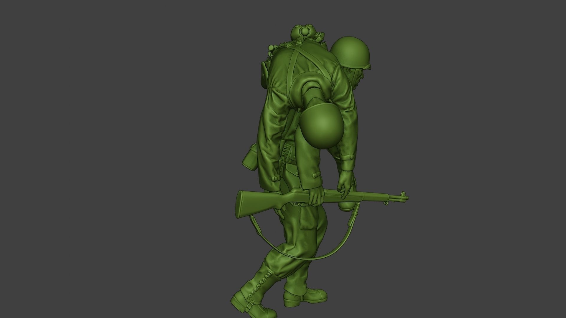 American soldier ww2 carring wounded A10 3D print model_30