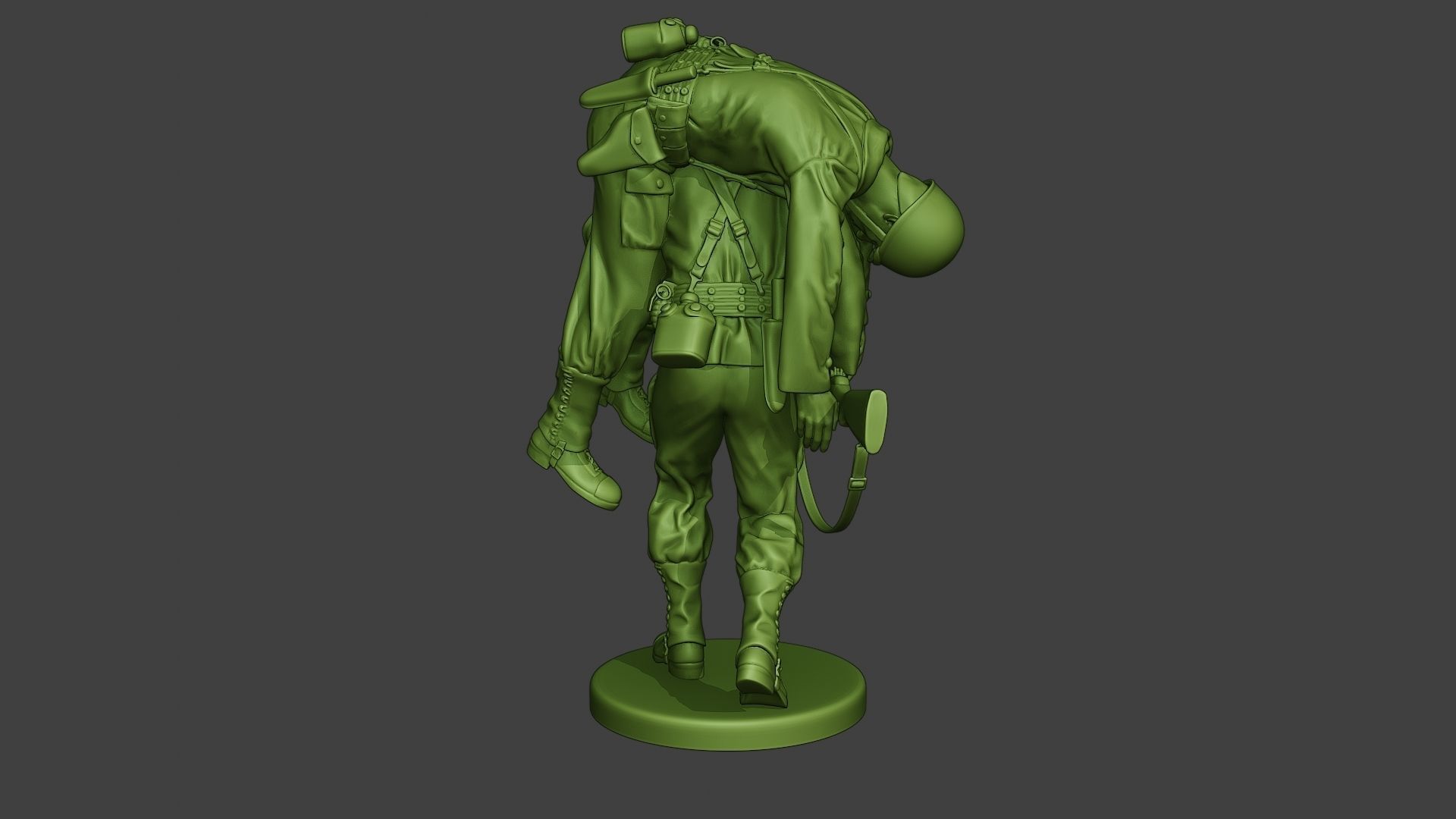 American soldier ww2 carring wounded A10 3D print model_5