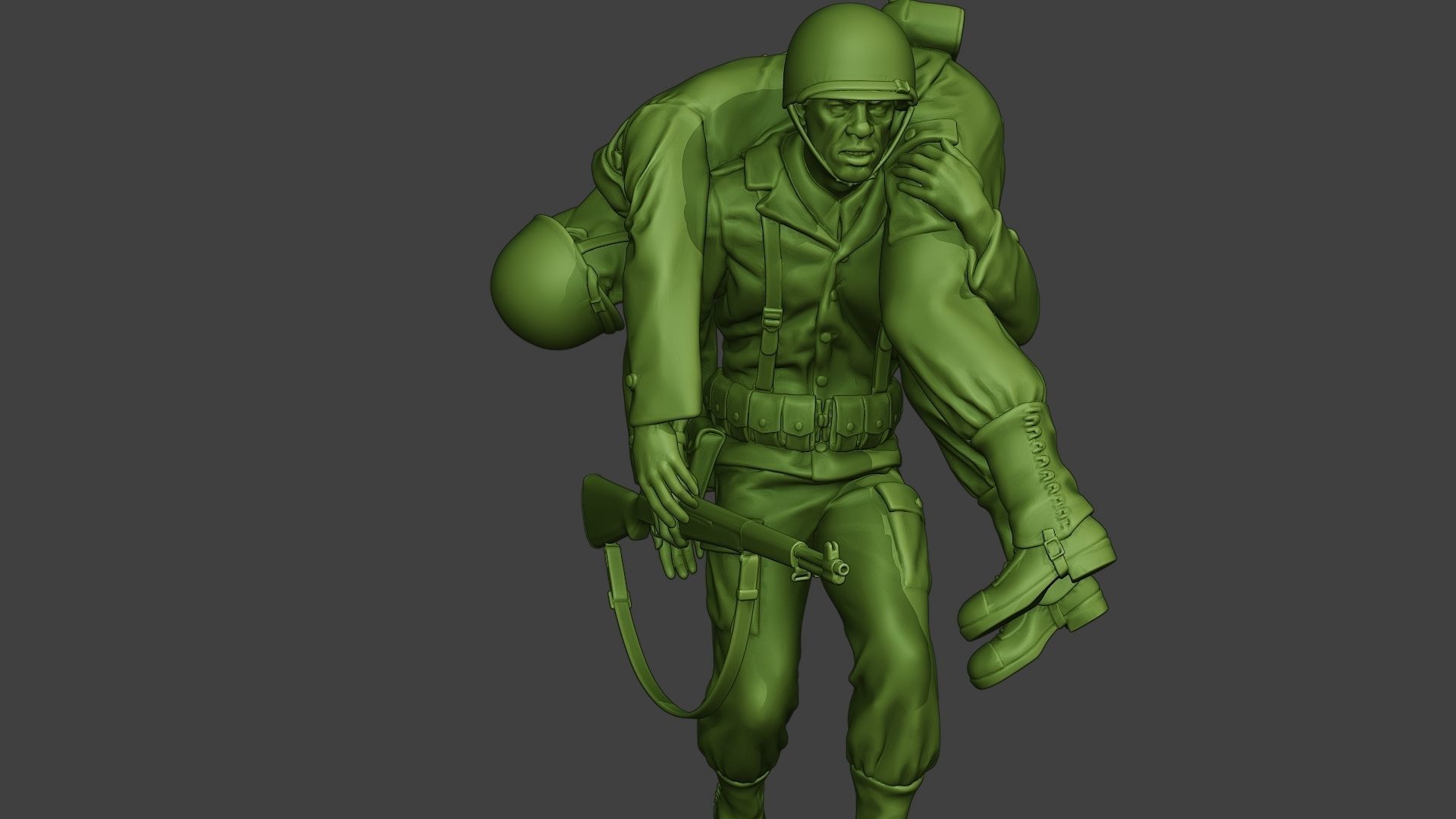 American soldier ww2 carring wounded A10 3D print model_27