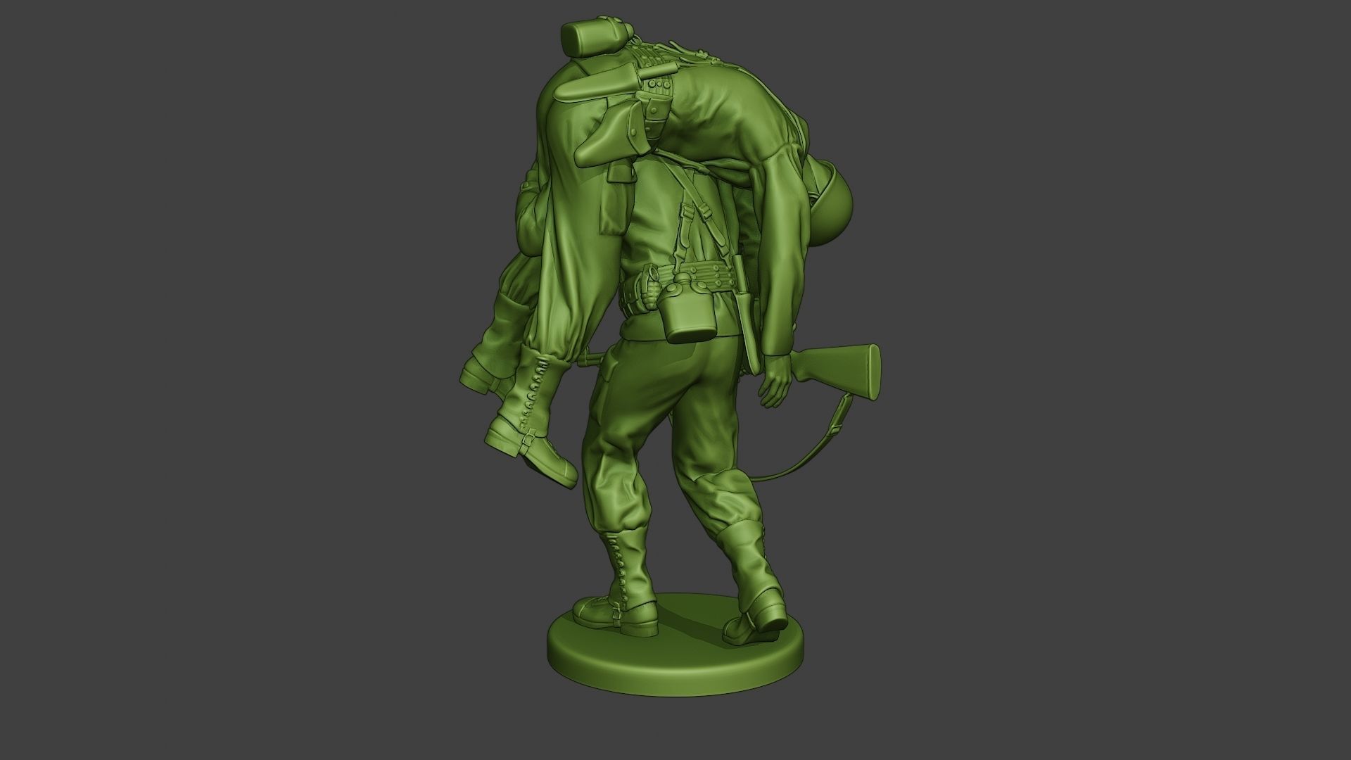 American soldier ww2 carring wounded A10 3D print model_4