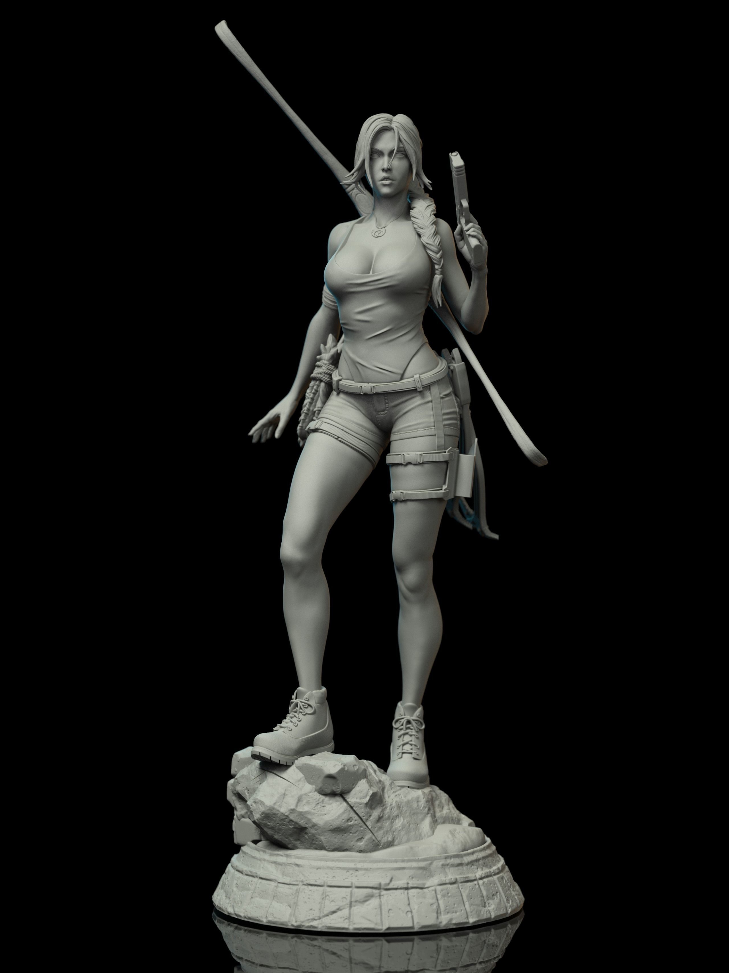 Lara Croft Tomb Raider FanArt Statue 3D print model_10