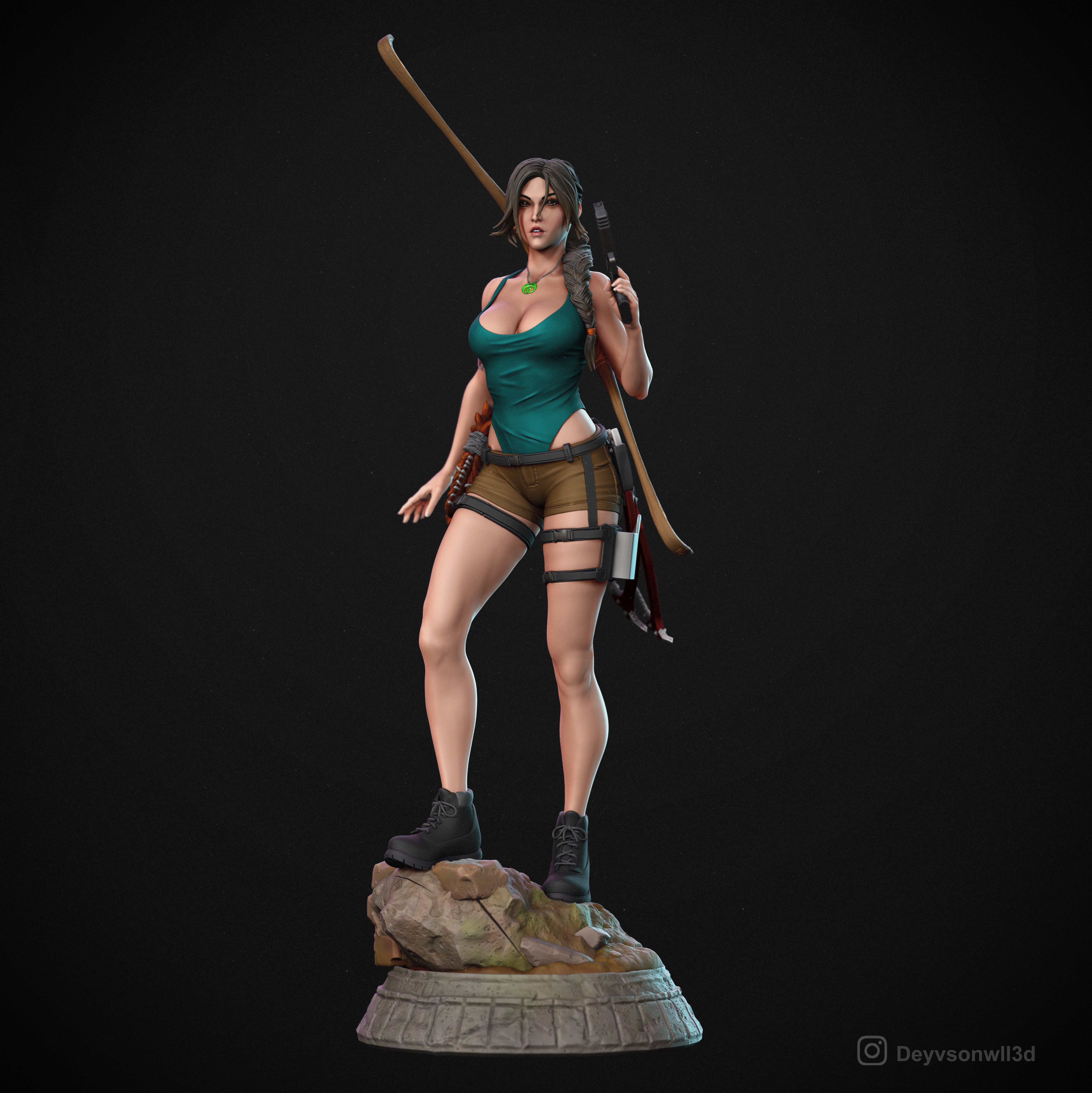 Lara Croft Tomb Raider FanArt Statue 3D print model_1