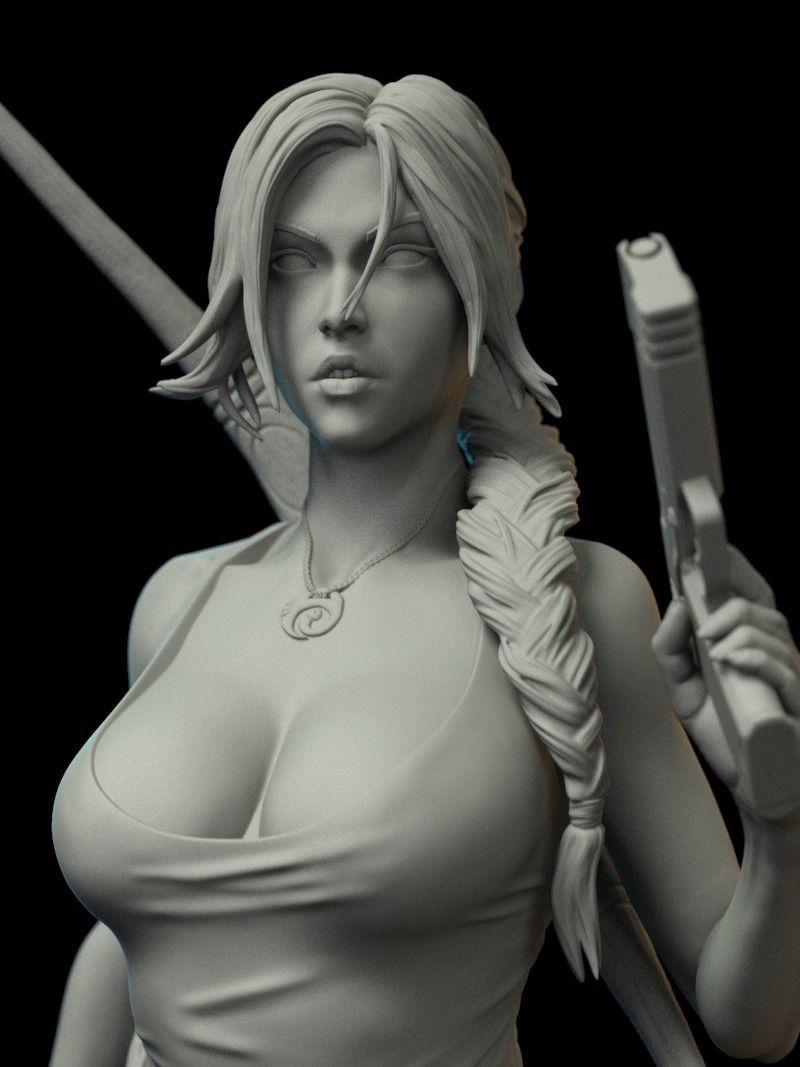 Lara Croft Tomb Raider FanArt Statue 3D print model_14