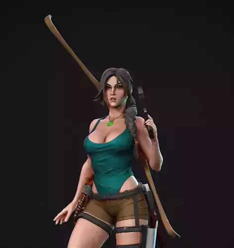 Lara Croft Tomb Raider FanArt Statue 3D print model Lara Croft Tomb Raider FanArt Statue 3D print model