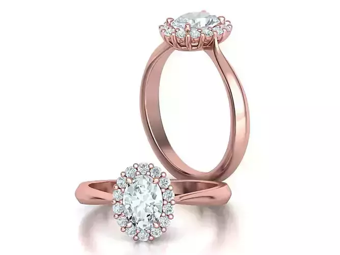 Diana Oval Engagement Ring 7x5 Oval Cut stone 3dmodel 3D print model