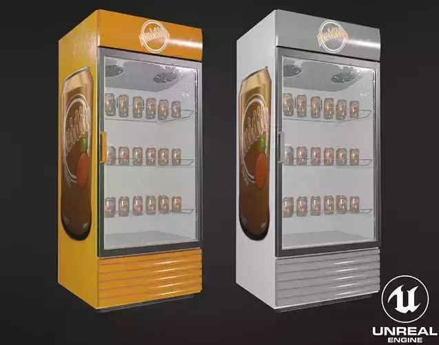 Fluidity Fridge and Soda Can Low-poly 3D model