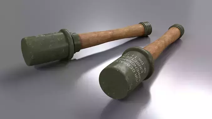 WWII Stick Grenade Low-poly 3D model