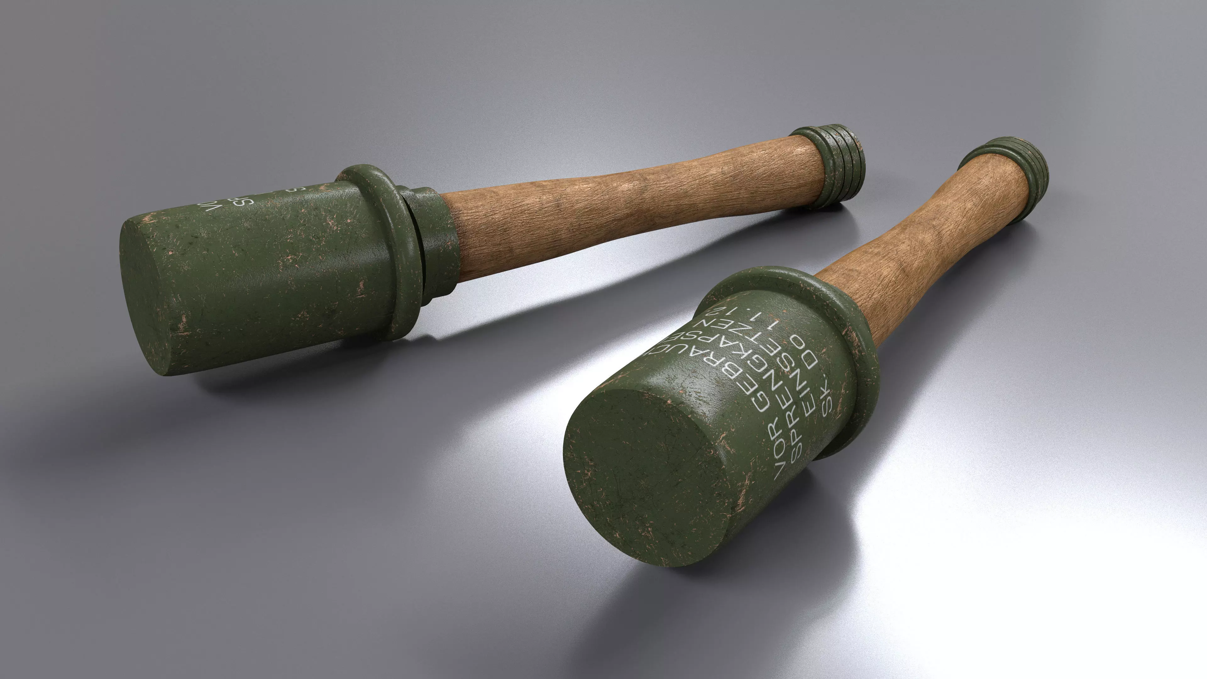 WWII Stick Grenade Low-poly 3D model_0