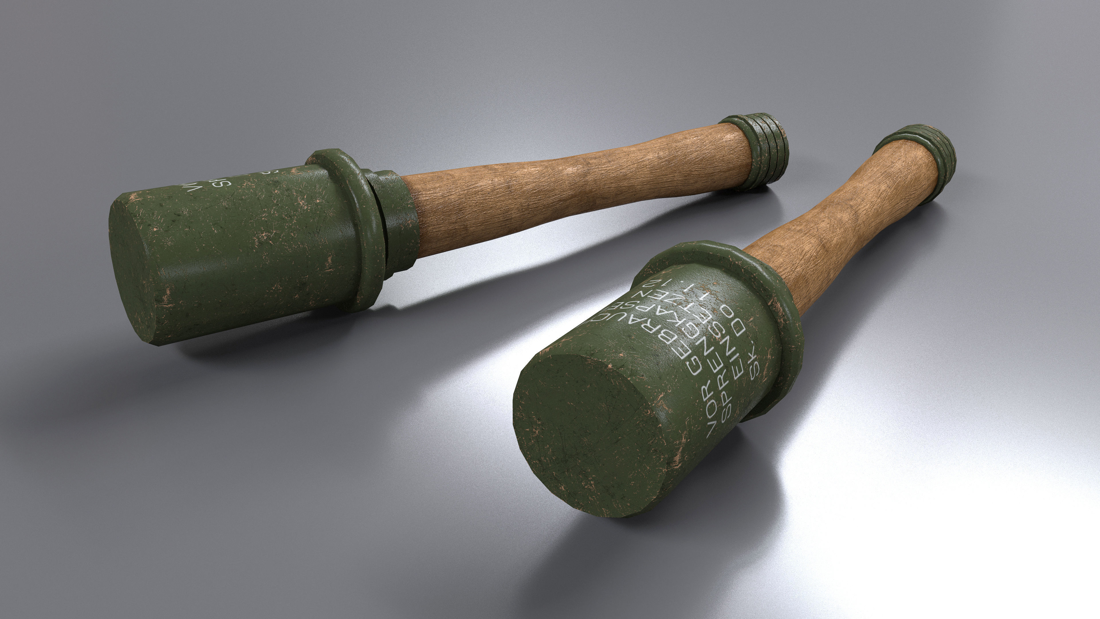 WWII Stick Grenade Low-poly 3D model_2
