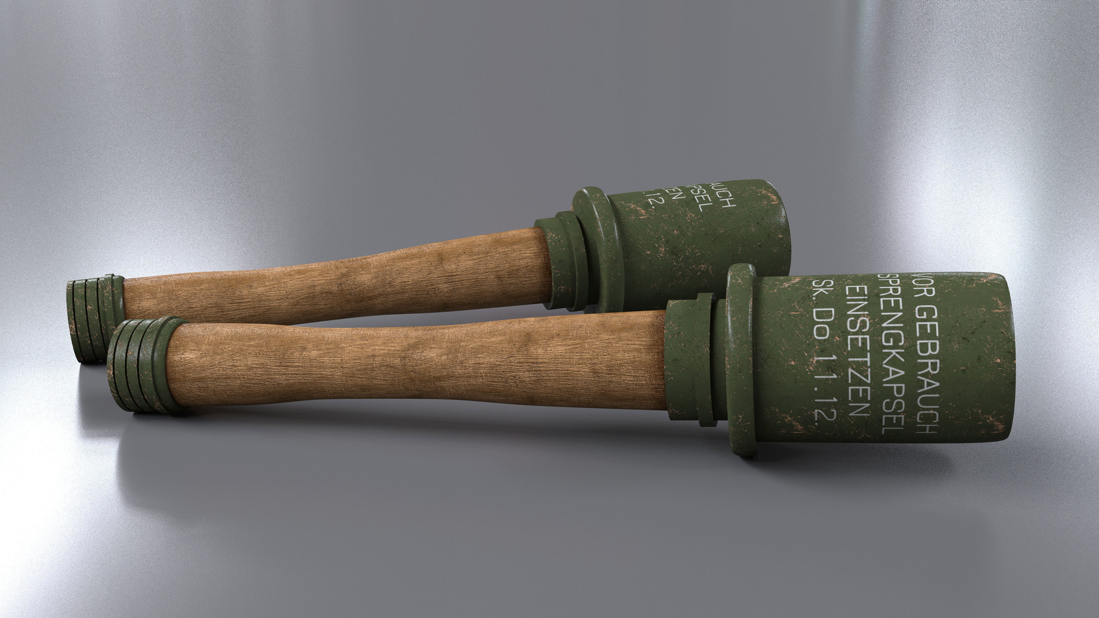 WWII Stick Grenade Low-poly 3D model_5
