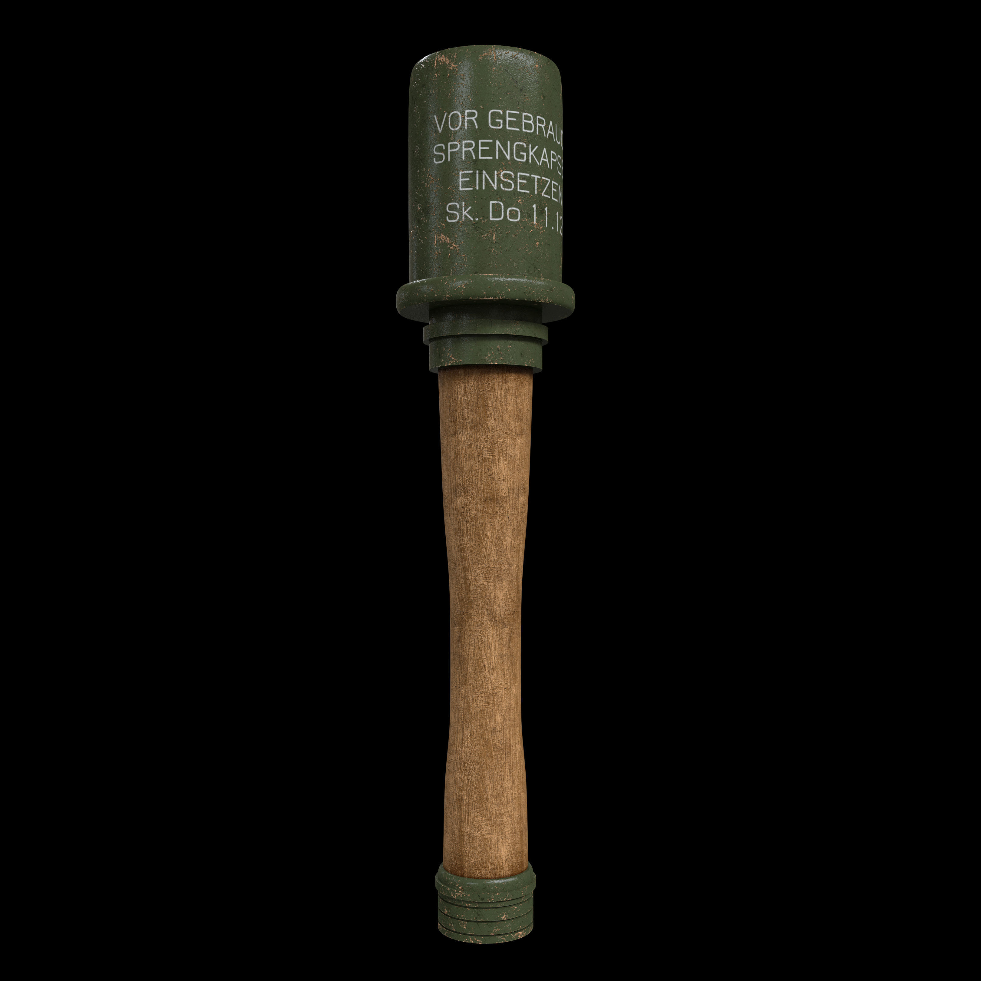 WWII Stick Grenade Low-poly 3D model_8