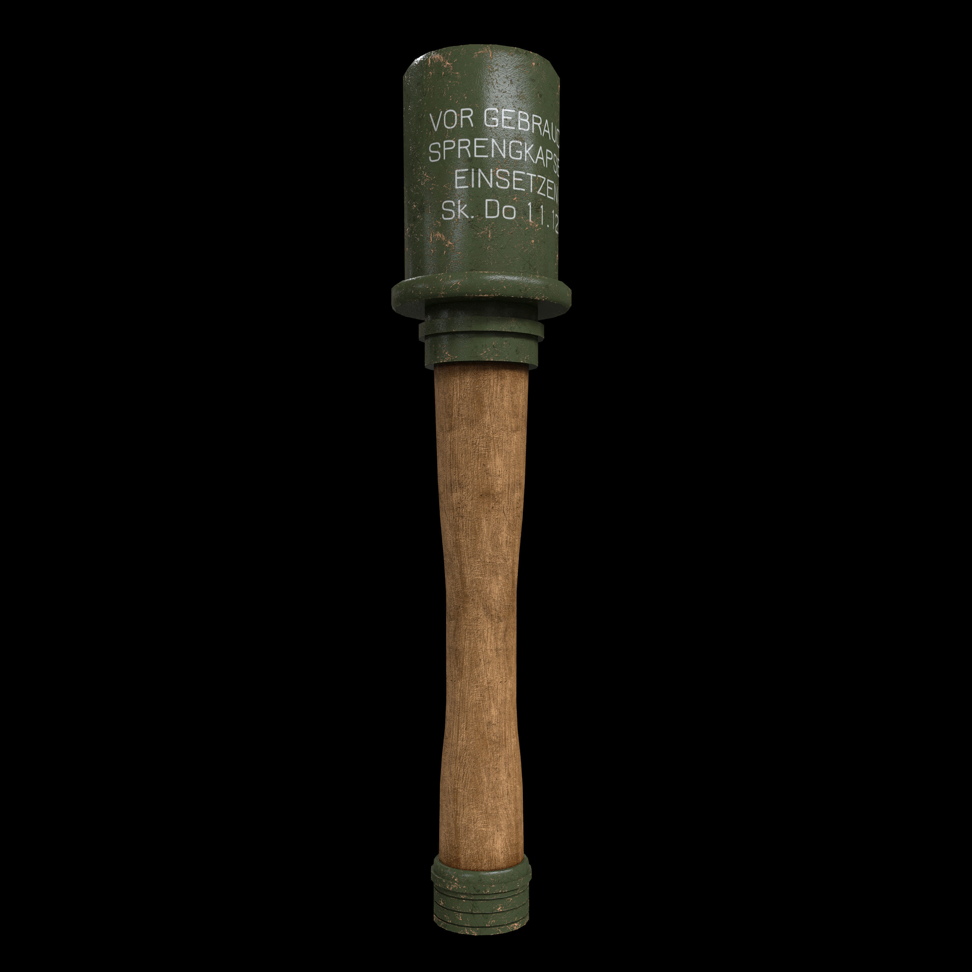 WWII Stick Grenade Low-poly 3D model_6