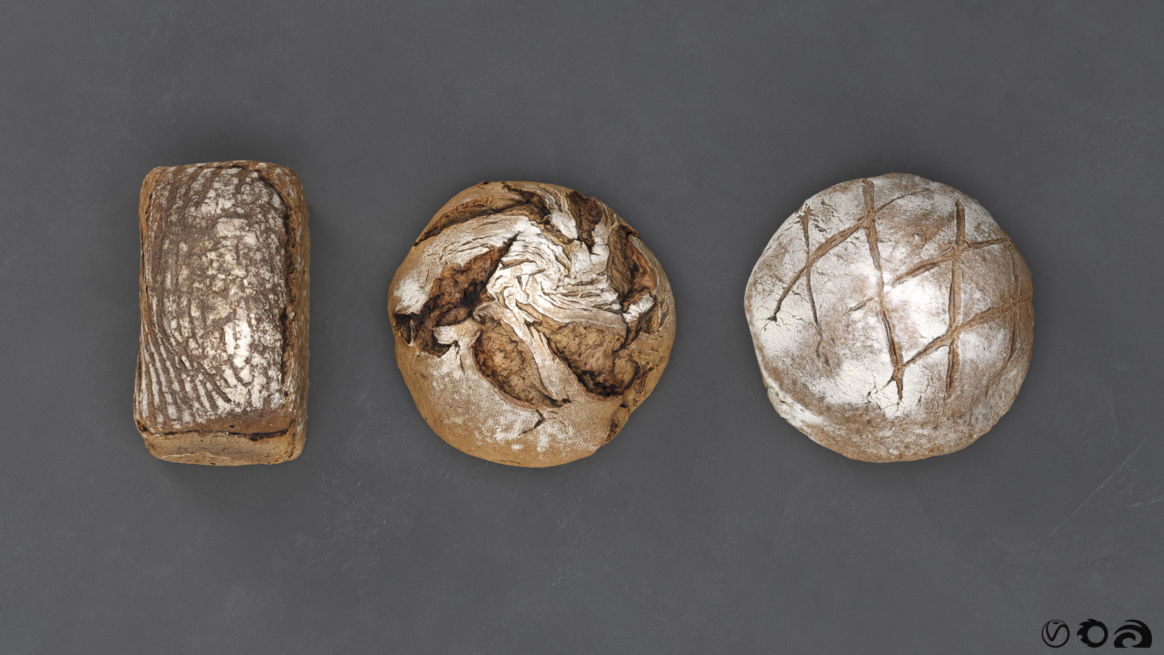 Collection Of Photoscanned Breads  Low-poly 3D model_1
