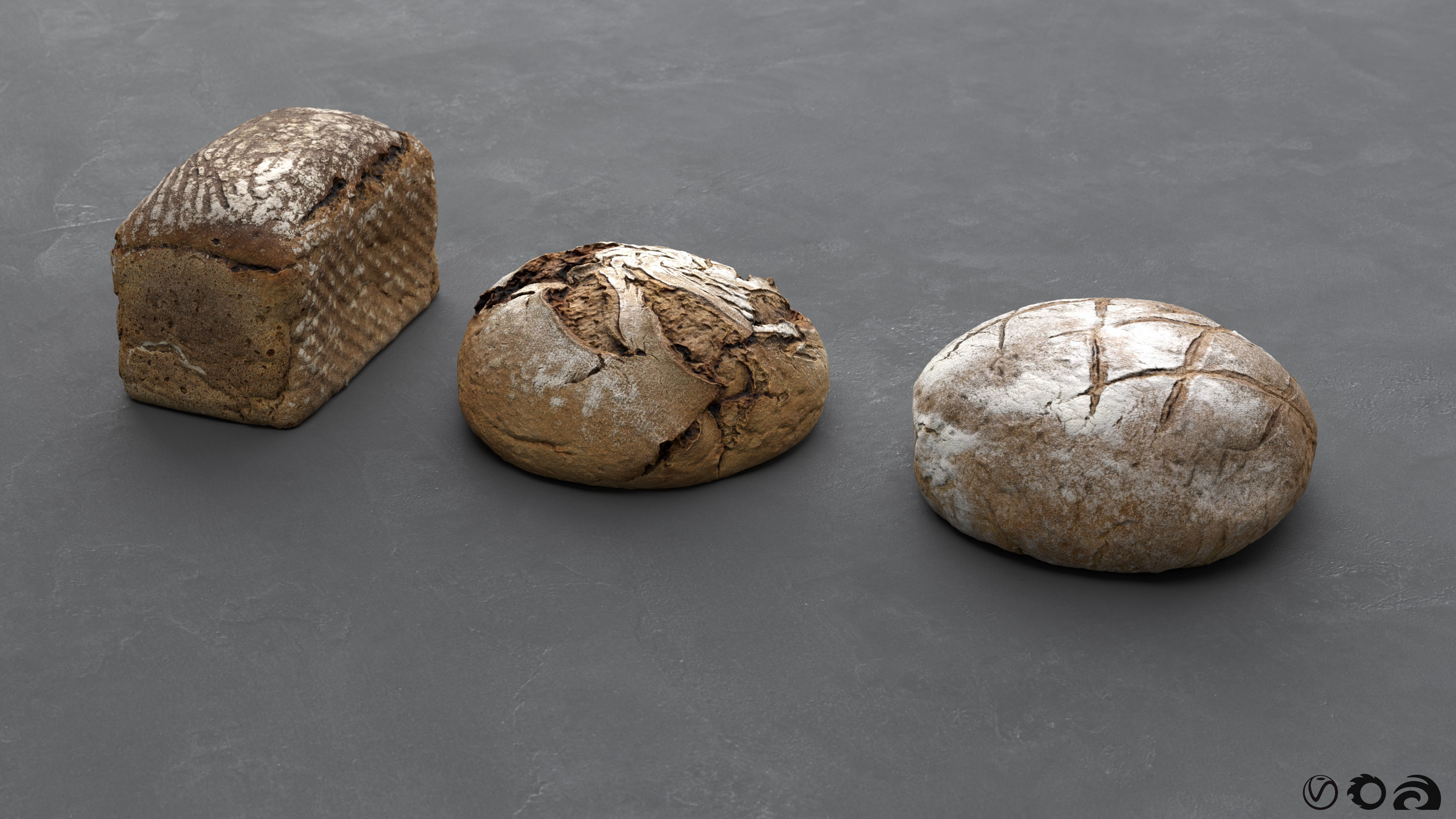 Collection Of Photoscanned Breads  Low-poly 3D model_4