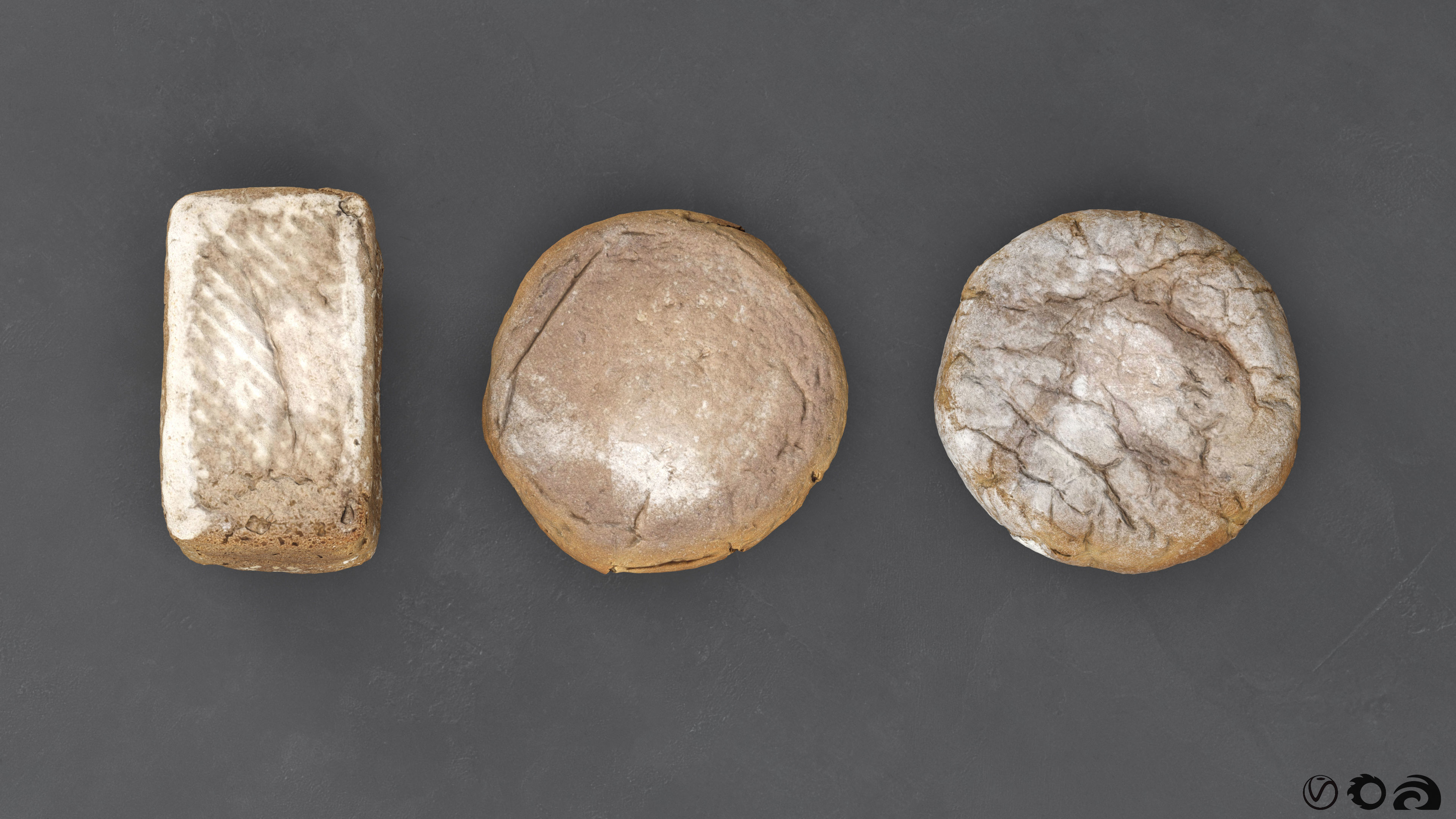 Collection Of Photoscanned Breads  Low-poly 3D model_2