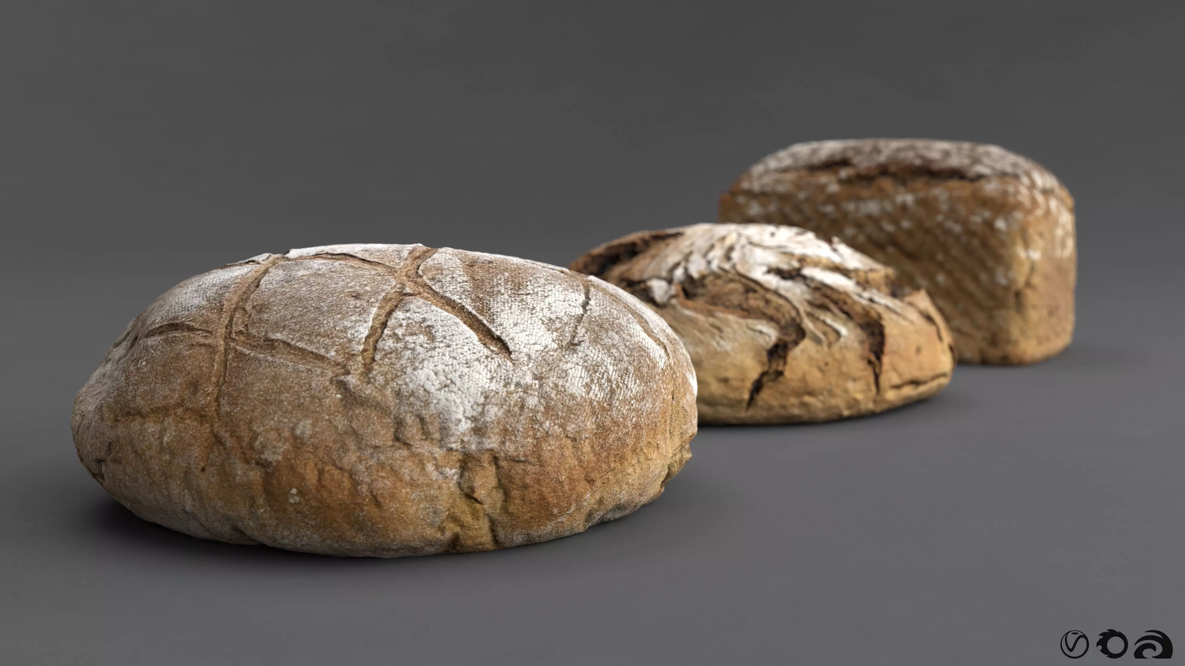 Collection Of Photoscanned Breads  Low-poly 3D model_0