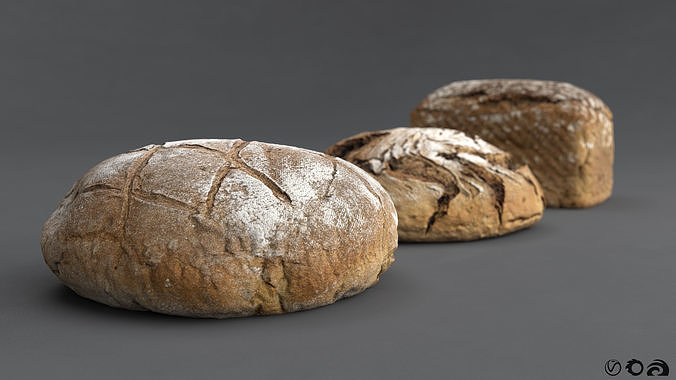 Collection Of Photoscanned Breads  Low-poly 3D model
