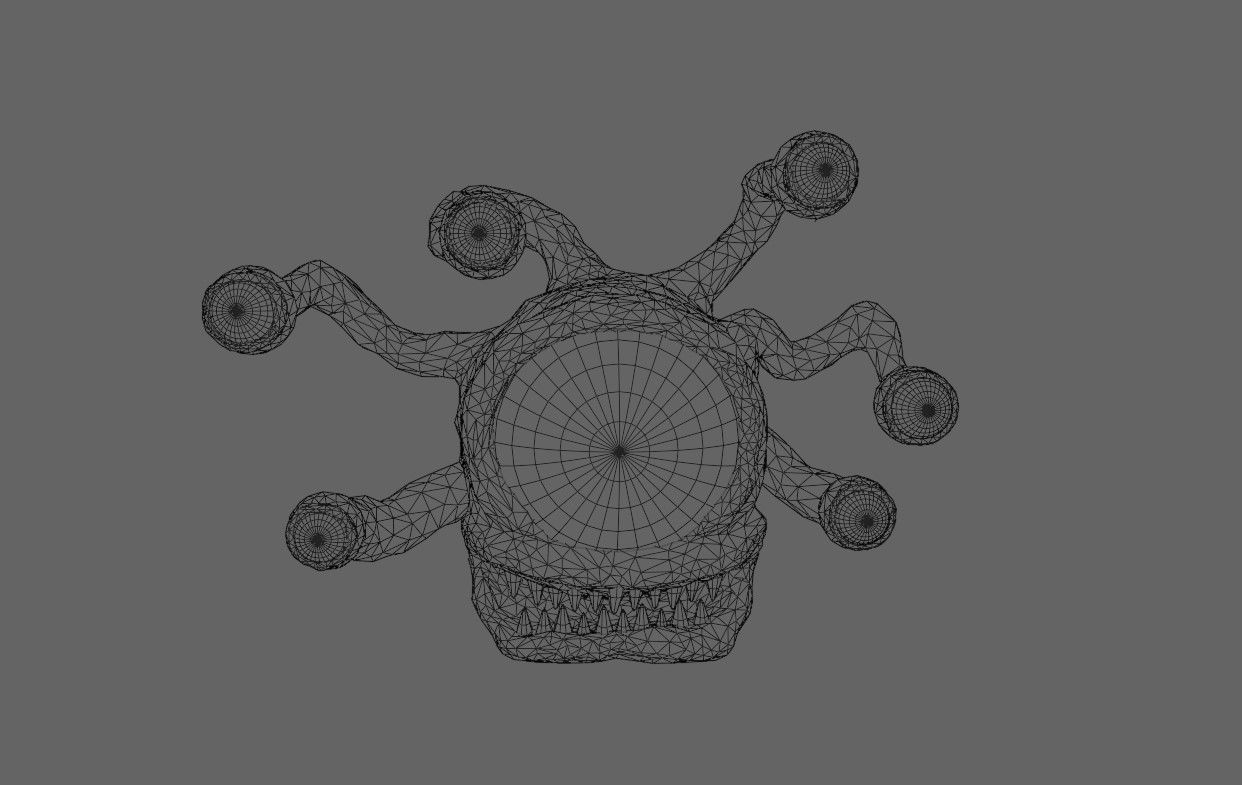 Beholder Monster - Eye - RPG Low-poly 3D model_17