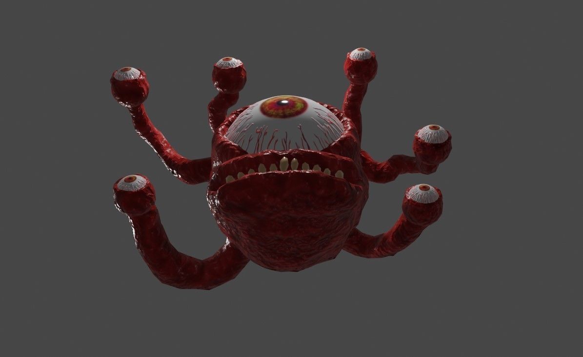 Beholder Monster - Eye - RPG Low-poly 3D model_8