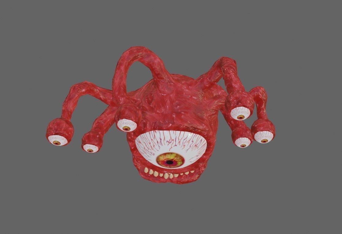 Beholder Monster - Eye - RPG Low-poly 3D model_14